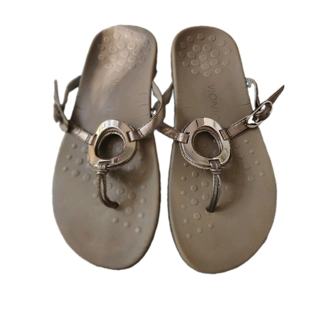 Vionic Orthaheel Karina Bronze Metallic O-Ring Thong Sandals Women's Size 9 Arch